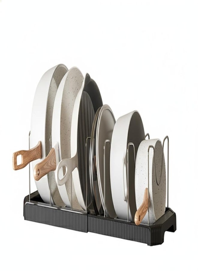 ستار ورك منظم أواني الطبخ القابل للتمديد والسحب من ستار وورك، حامل أواني الطبخ، رف للخزائن، رف للخبز والقلي (أسود) - Image 2